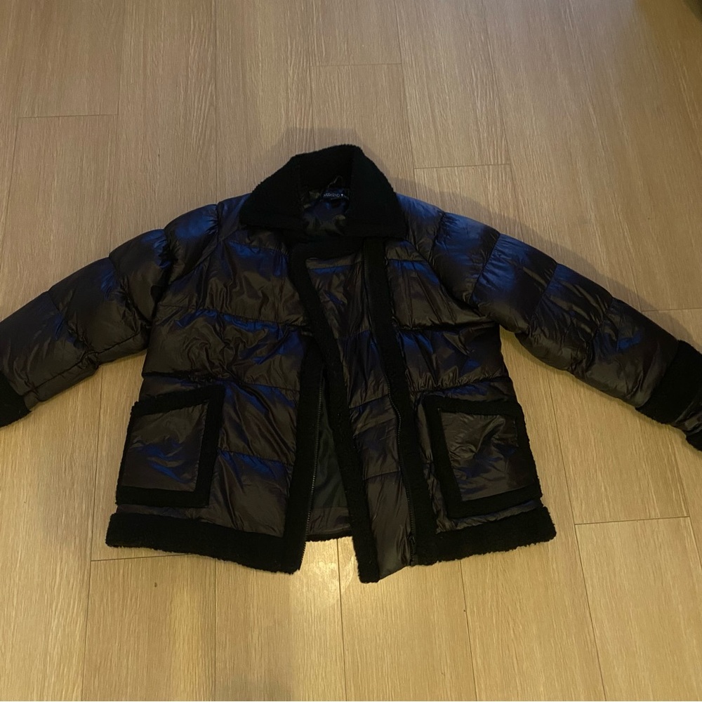 Black Sherpa Puffer Moto Jacket
